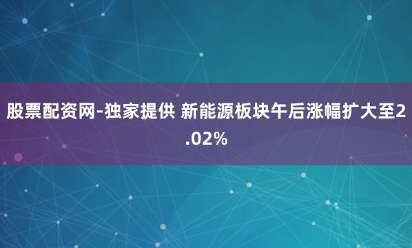 股票配资网-独家提供 新能源板块午后涨幅扩大至2.02%